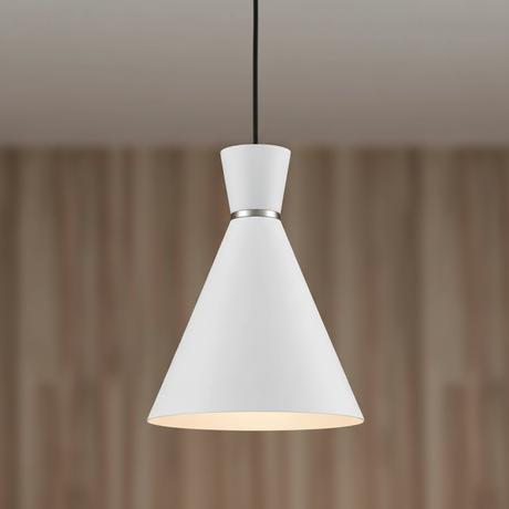 amos-lighting-Franklite-Happy-Conical-Pendant-Satin-White-Chrome-Band-Closeup-v2