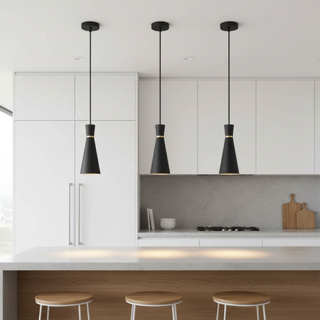 amos-lighting-Franklite-Happy-Slimline-Pendant-Satin-Black-Kitchen-Island
