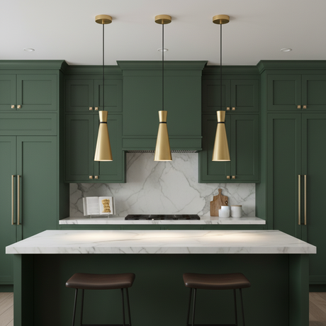 amos-lighting-Franklite-Happy-Slimline-Pendant-Satin-Brass-Kitchen-Island