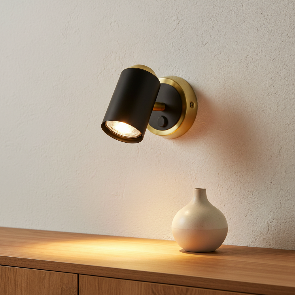 amos-lighting-Franklite-Hollywood-Single-Spotlight-Black-Brass-Closeup