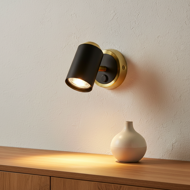 amos-lighting-Franklite-Hollywood-Single-Spotlight-Black-Brass-Closeup