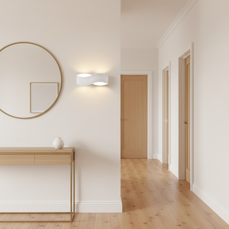 amos-lighting-Franklite-Infinity-Matt-White-LED-Wall-Light-Hallway