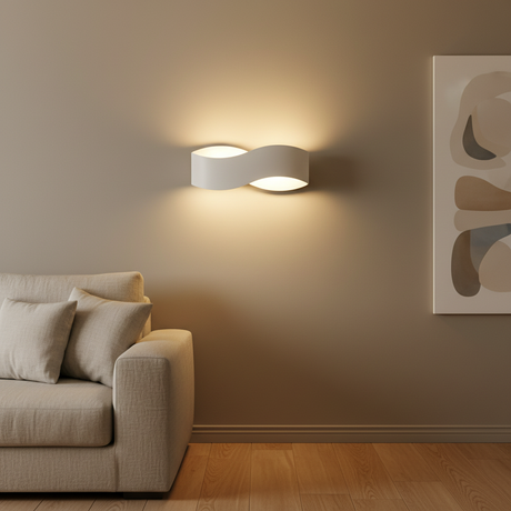 amos-lighting-Franklite-Infinity-Matt-White-LED-Wall-Light-Lounge-Feature-Wall