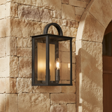 amos-lighting-Franklite-Nightingale-Exterior-Wall-Light-Aged-Brass-Closeup-Brick-Wall