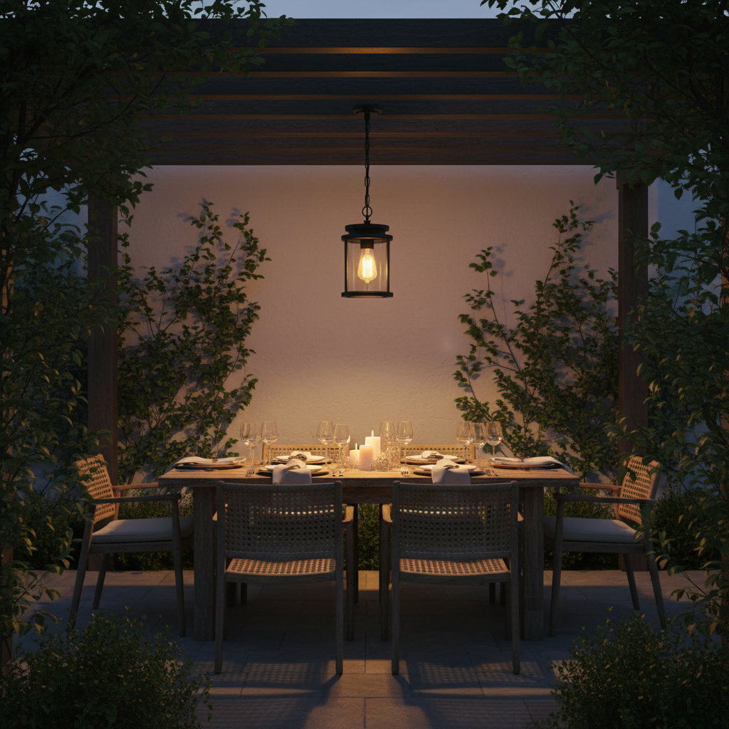 amos-lighting-Franklite-Outdoor-Pendant-Lantern-Black-Pergola-Garden-Dining-Dusk