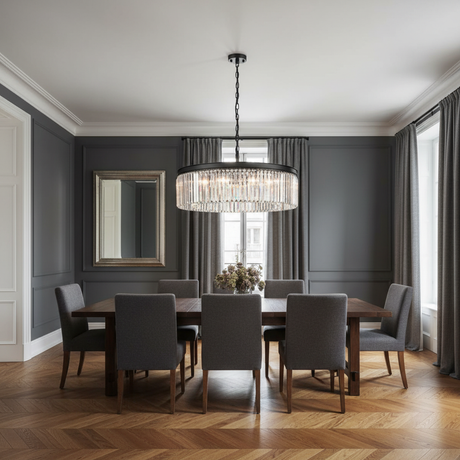 amos-lighting-Franklite-Perdita-Matt-Black-Crystal-Chandelier-10-Light-Dining-Room-Scale
