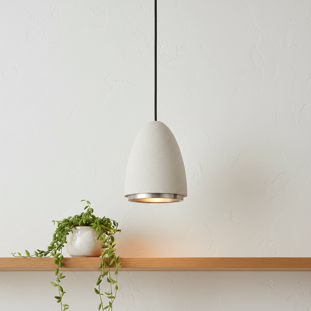 amos-lighting-Franklite-Precis-Concrete-Pendant-Satin-Nickel-Closeup-Wall