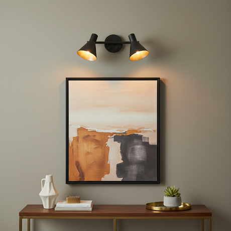 amos-lighting Franklite Skoop Double Spotlight Black Gold - Living Room
