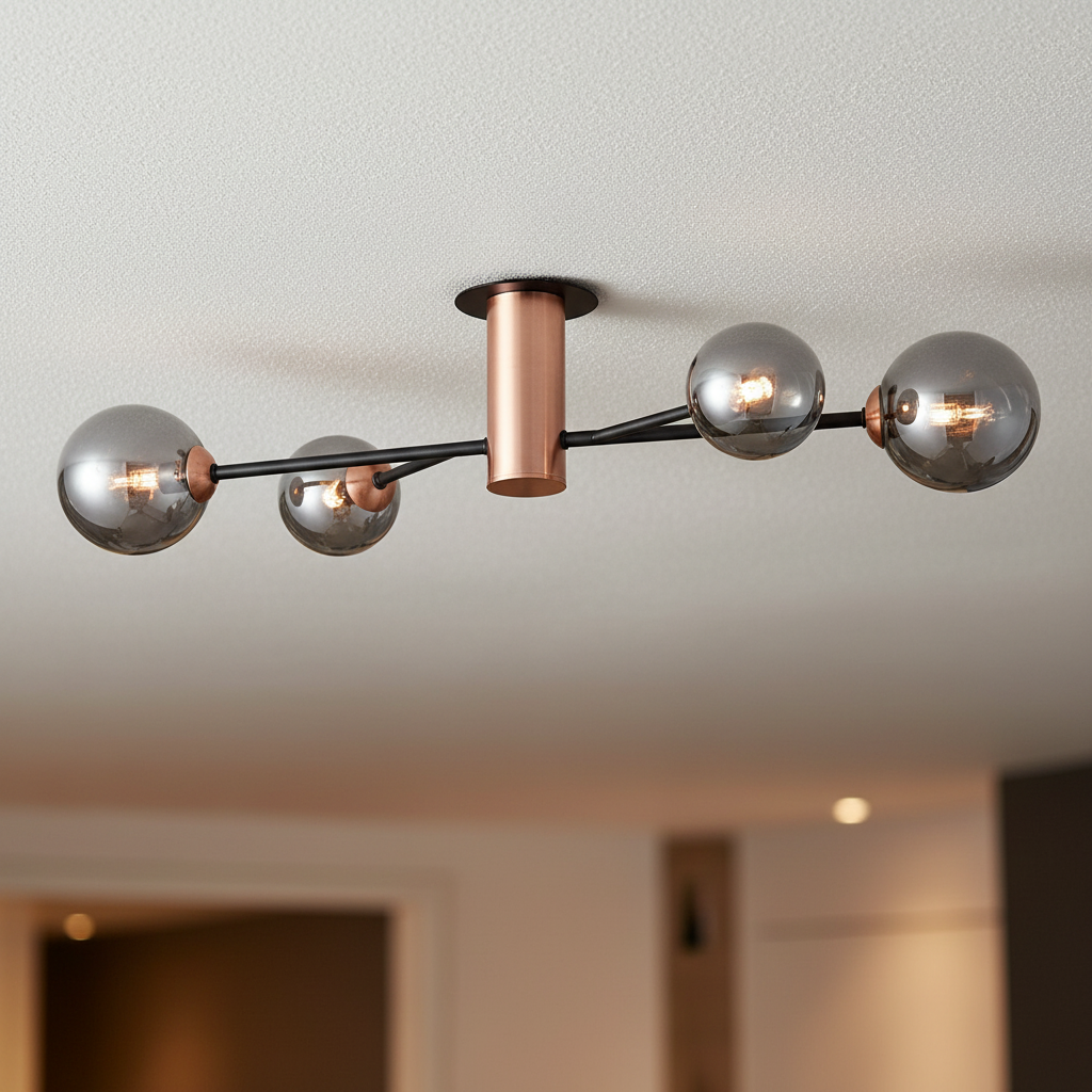 amos-lighting-Franklite-Solstice-4-Light-Flush-Ceiling-Copper-Smoked-Glass-Closeup
