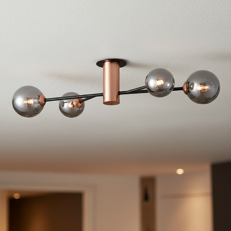 amos-lighting-Franklite-Solstice-4-Light-Flush-Ceiling-Copper-Smoked-Glass-Closeup