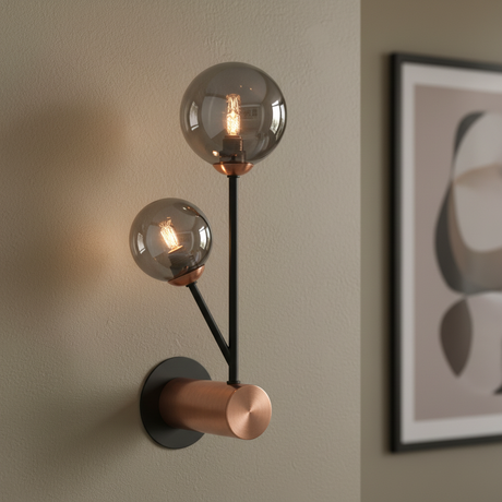 amos-lighting-Franklite-Solstice-Wall-Light-Copper-Smoked-Glass-Closeup