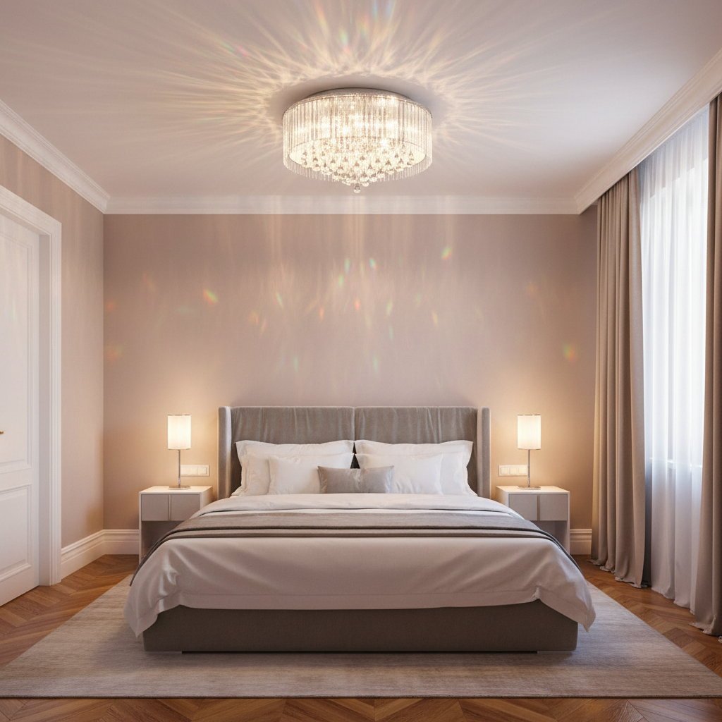 amos-lighting-Franklite-Spirit-Large-Flush-Chrome-Crystal-Rods-Teardrop-Master-Bedroom
