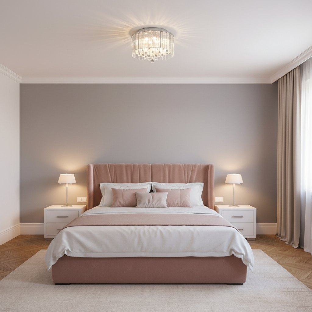 amos-lighting-Franklite-Spirit-Small-Flush-Chrome-Crystal-Rods-Teardrop-Bedroom