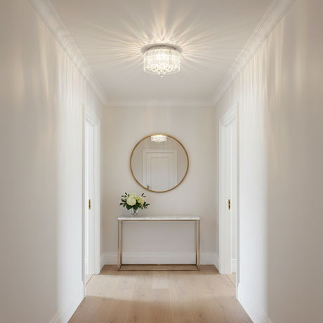 amos-lighting-Franklite-Spirit-Small-Flush-Chrome-Crystal-Rods-Teardrop-Hallway