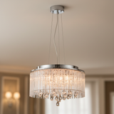 amos-lighting-Franklite-Spirit-Small-Pendant-Chrome-Crystal-40cm-Closeup-Ceiling-Rose