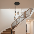 amos-lighting-Franklite-Taper-5-Light-Cluster-Pendant-Smoked-Glass-Stairwell
