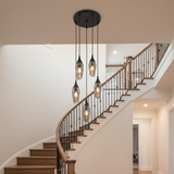 amos-lighting-Franklite-Taper-5-Light-Cluster-Pendant-Smoked-Glass-Stairwell