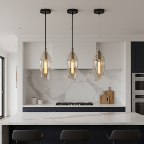 amos-lighting-Franklite-Taper-Single-Pendant-Amber-Glass-Kitchen-Island-Rescaled