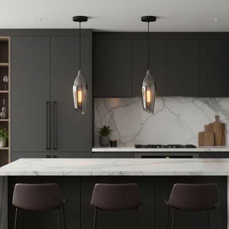 amos-lighting Franklite Taper Smoked Glass Pendant - Kitchen Island Revised