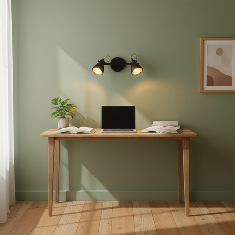 amos-lighting-Franklite-Taza-Twin-Spotlight-Black-Gold-Sage-Green-Office-Bright