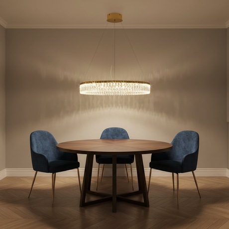 amos-lighting-Franklite-Victoria-LED-Ring-Chandelier-Gold-Crystal-60cm-Round-Table