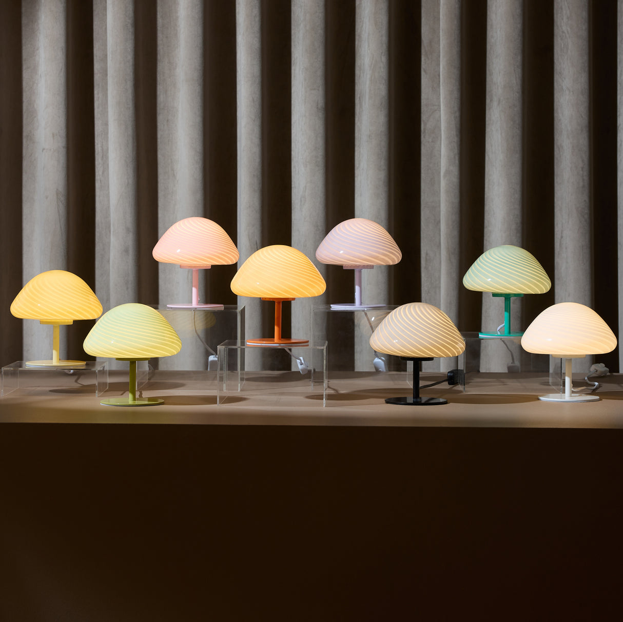 Halo Design Candy Mini Mush Table Lamp Grey Glass