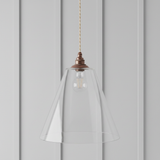 amos-lighting-Soho-Lighting-Forster-Clear-Cone-Glass-Pendant-Light-Old-English-Bronze-Linen-Twisted-Cable-Grey-Panel