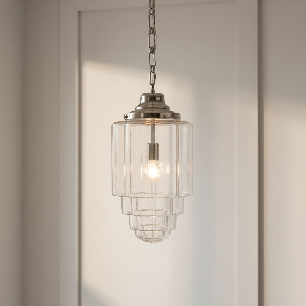 amos-lighting-Soho-Lighting-Glasshouse-Nickel-Clear-Art-Deco-Pendant-Light-Grey-Panel