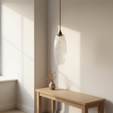 amos-lighting-Soho-Lighting-Henley-Curve-Fluted-Glass-Pendant-Light-Old-English-Bronze-Brown-Twisted-Cable-Hallway