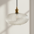 amos-lighting-Soho-Lighting-Henley-Ellipse-Ribbed-Clear-Glass-Pendant-Light-Antique-Brass-Black-Twisted-Cable-Grey-Panel