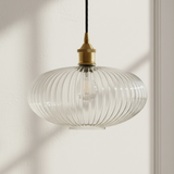 amos-lighting-Soho-Lighting-Henley-Ellipse-Ribbed-Clear-Glass-Pendant-Light-Antique-Brass-Black-Twisted-Cable-Grey-Panel