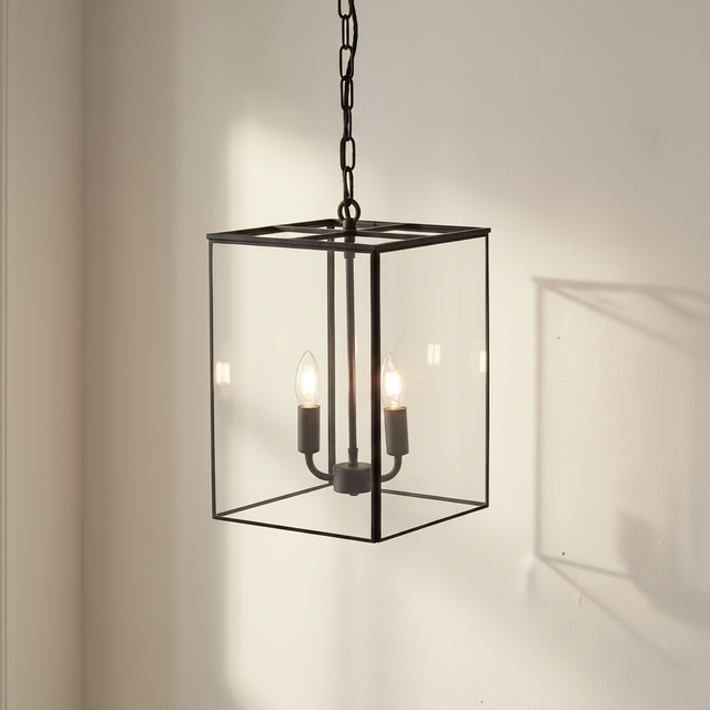 amos-lighting-Soho-Lighting-London-Lantern-Pendant-Crossbar-Small-Matt-Black-Closeup