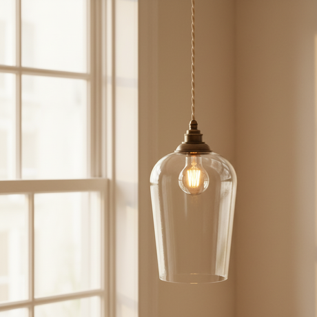 amos-lighting-Soho-Lighting-Milton-Clear-Glass-Pendant-Light-Old-English-Bronze-Linen-Twisted-Cable-Lifestyle