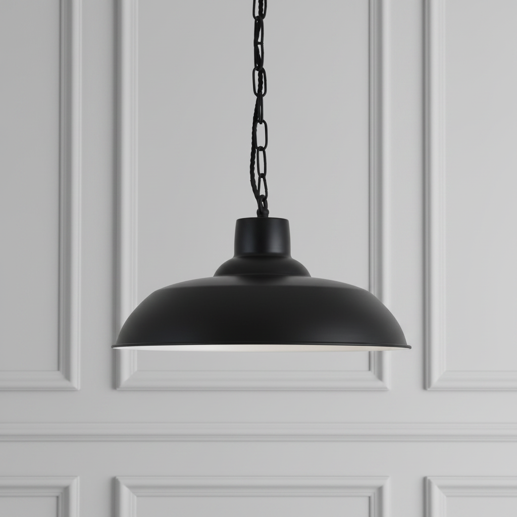 amos-lighting-Soho-Lighting-Portland-Reclaimed-Style-Pendant-Light-Matt-Black-Grey-Panel