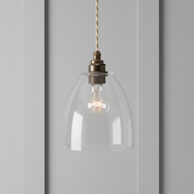 amos-lighting-Soho-Lighting-Potter-Clear-Glass-Pendant-Light-Old-English-Bronze-Linen-Twisted-Cable-Grey-Panel
