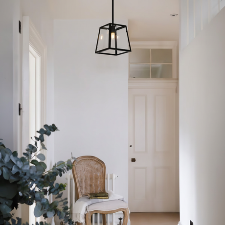 amos-lighting-Soho-Lighting-Small-Ludlow-Geo-Trapeze-Metal-Glass-Lantern-Pendant-Light-Hallway