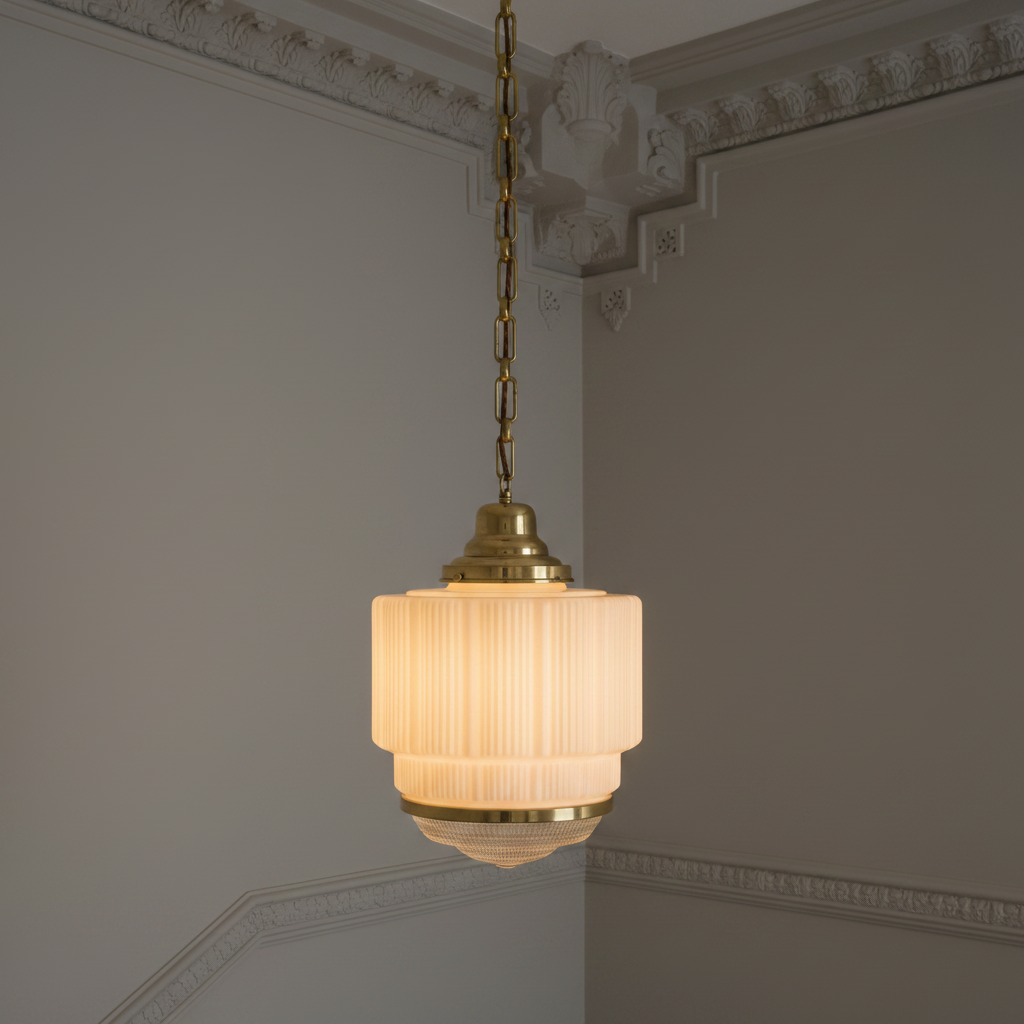 amos-lighting-Soho-Lighting-The-Dean-Pendant-Light-Polished-Brass-Art-Deco-Stairwell
