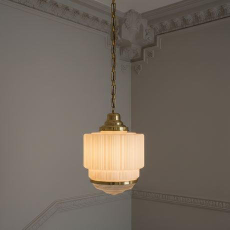 amos-lighting-Soho-Lighting-The-Dean-Pendant-Light-Polished-Brass-Art-Deco-Stairwell