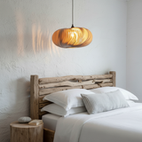 amos-lighting-Stuart-Lamble-Spinner-Ceiling-Pendant-Birch-Veneer-Cornish-Beach-Cottage-Bedroom-Symmetrical-Shape