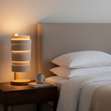 amos-lighting-Stuart-Lamble-Tower-Table-Lamp-Oak-Stacked-Veneer-Rings-Bedroom-Oatmeal-Linen-Walnut-Bedside