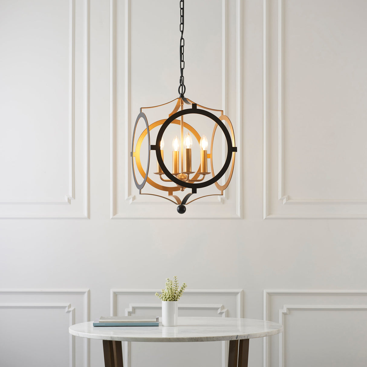 Amos Newington Chandelier Matt Black & Gold –  from Amos Lighting + Home