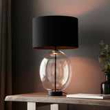 Amos Ovate Table Lamp Clear Glass with Black Shade –  from Amos Lighting + Home