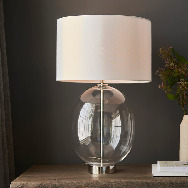 Amos Ovate Table Lamp Clear Glass with White Shade –  from Amos Lighting + Home