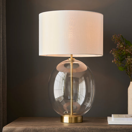 Amos Ovate Table Lamp Satin Brass with White Shade –  from Amos Lighting + Home