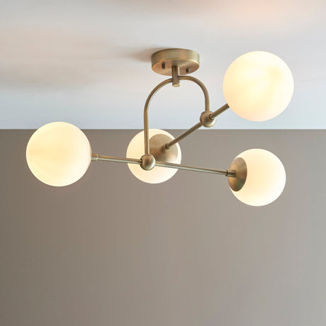 Amos Penthouse Flush Ceiling Light Antique Brass from Amos Lighting + Home