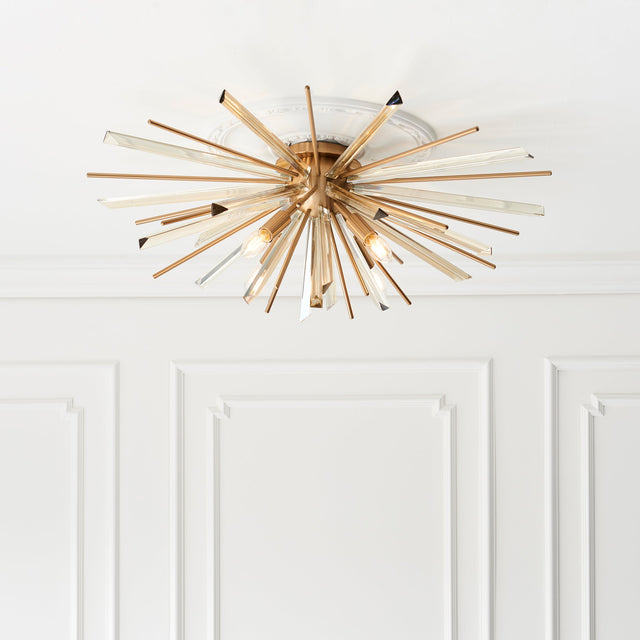 Amos Sandridge Flush Ceiling Light Antique Brass –  from Amos Lighting + Home