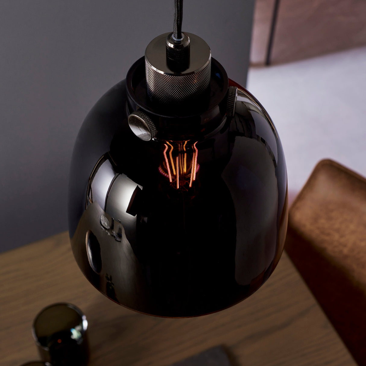 Amos Soho Pendant Black Tinted Glass –  from Amos Lighting + Home