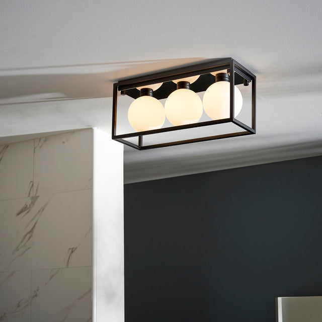 Amos Triton 3 Bathroom Ceiling Light Matt Black –  from Amos Lighting + Home