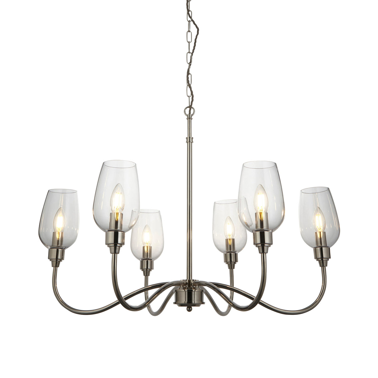 Amos Turret 6 Arm Chandelier Polished Nickel –  from Amos Lighting + Home