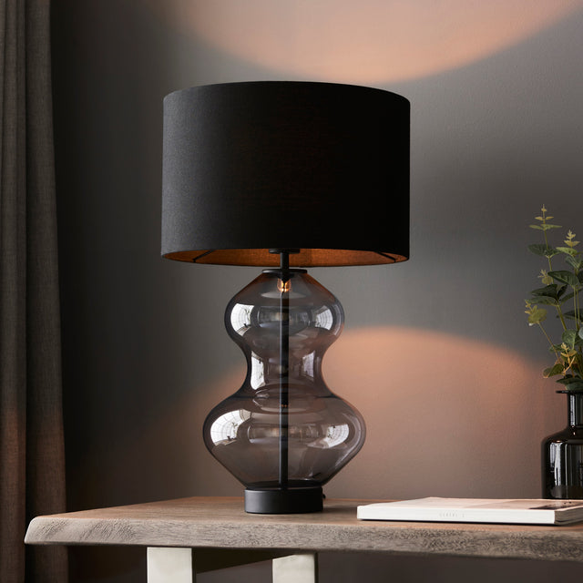 Amos Waist Table Lamp Grey Tinted Glass with Shade –  from Amos Lighting + Home